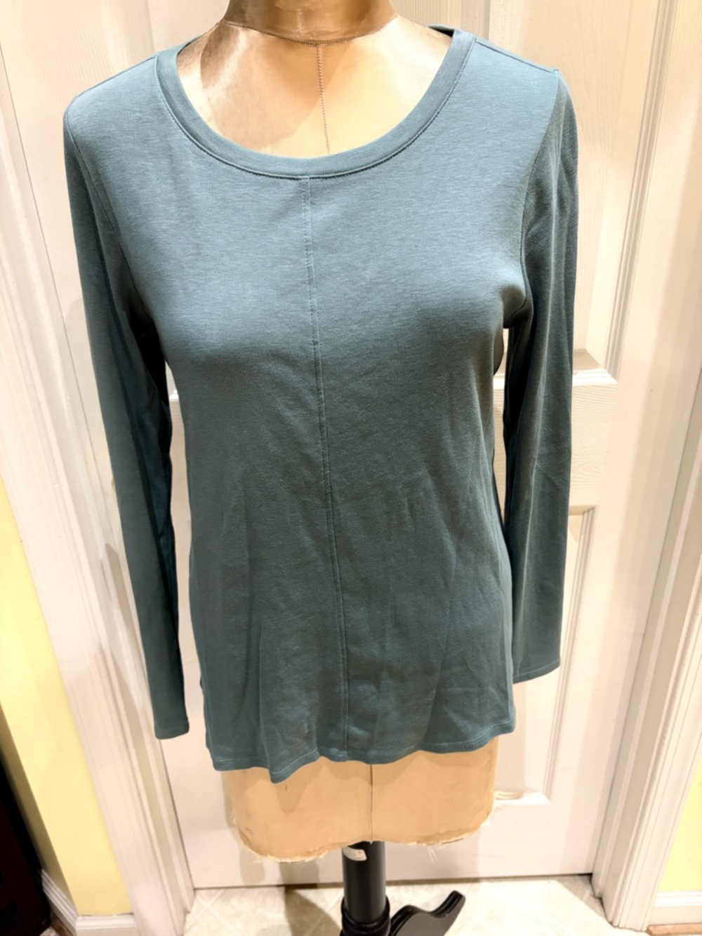 J. Jill Long-Sleeve Crewneck Top in Dusty Teal